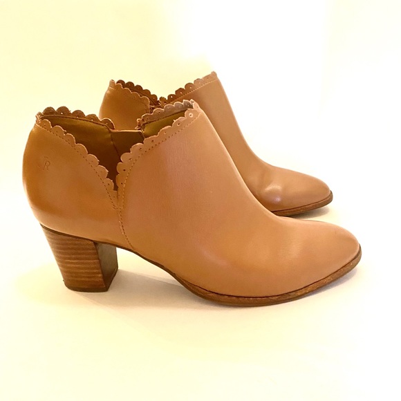Jack Rogers Shoes - Jack Rogers Heeled Scalloped Booties Tan Cognac 8